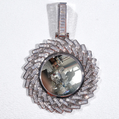 Large 3D Baguette Custom Picture Pendant