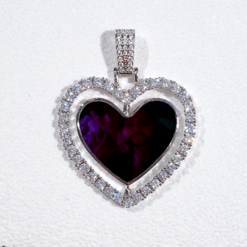 3D Spinning 2-Faced Heart Custom Picture Pendant