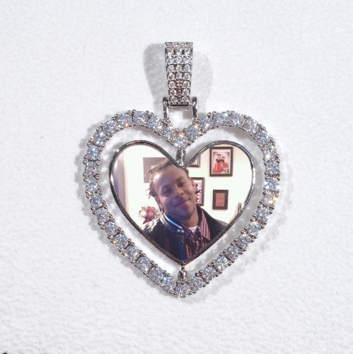 3D Spinning 2-Faced Heart Custom Picture Pendant