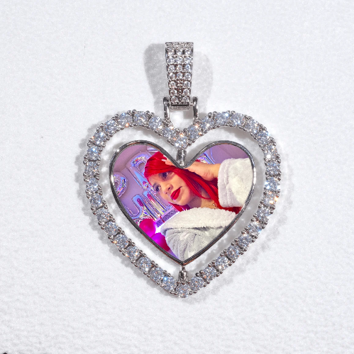 3D Spinning 2-Faced Heart Custom Picture Pendant