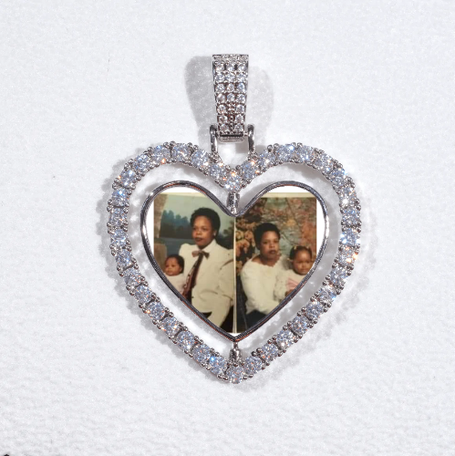3D Spinning 2-Faced Heart Custom Picture Pendant