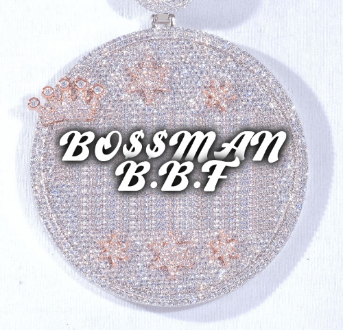 CUSTOM LETTER NECKLACE 3D BIG CROWN DISC