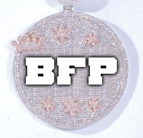 CUSTOM LETTER NECKLACE 3D BIG CROWN DISC