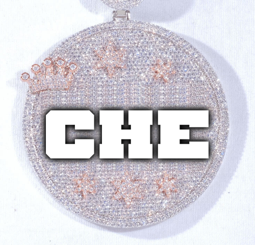 CUSTOM LETTER NECKLACE 3D BIG CROWN DISC