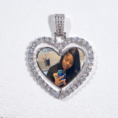 3D Spinning 2-Faced Heart Custom Picture Pendant