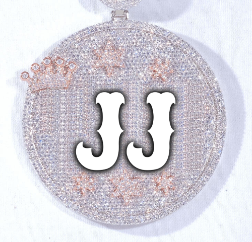 CUSTOM LETTER NECKLACE 3D BIG CROWN DISC