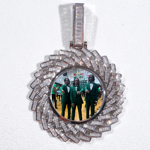 Large 3D Baguette Custom Picture Pendant