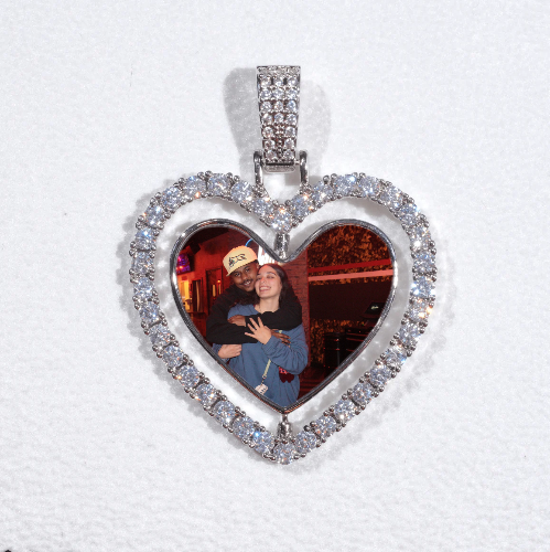 3D Spinning 2-Faced Heart Custom Picture Pendant