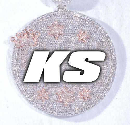 CUSTOM LETTER NECKLACE 3D BIG CROWN DISC