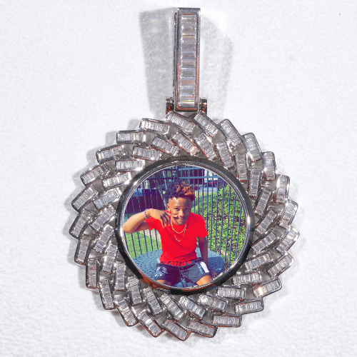 Large 3D Baguette Custom Picture Pendant