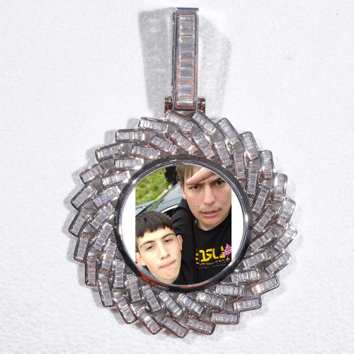 Large 3D Baguette Custom Picture Pendant
