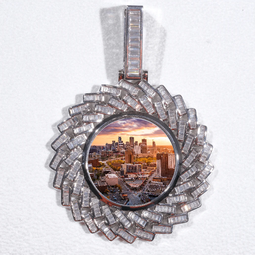 Large 3D Baguette Custom Picture Pendant