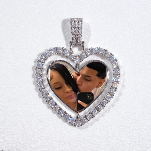 3D Spinning 2-Faced Heart Custom Picture Pendant