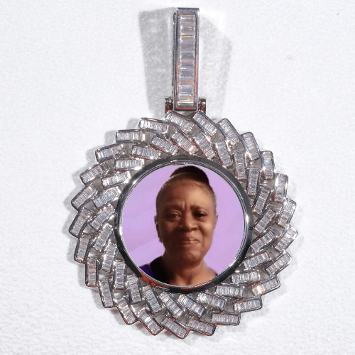 Large 3D Baguette Custom Picture Pendant