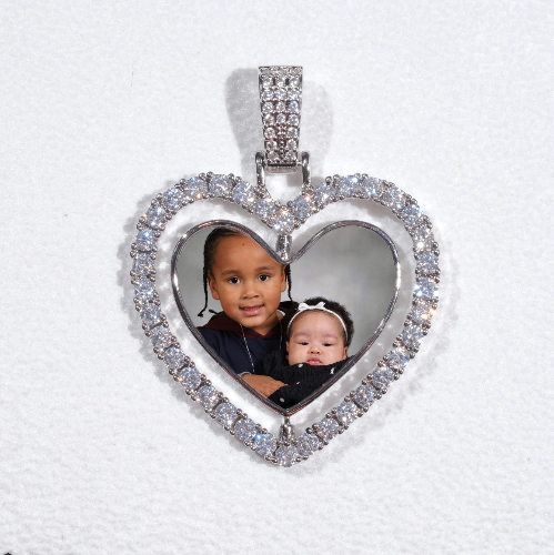 3D Spinning 2-Faced Heart Custom Picture Pendant