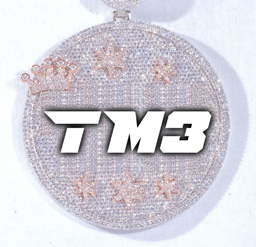 CUSTOM LETTER NECKLACE 3D BIG CROWN DISC