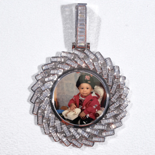 Large 3D Baguette Custom Picture Pendant