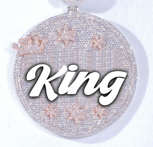 CUSTOM LETTER NECKLACE 3D BIG CROWN DISC