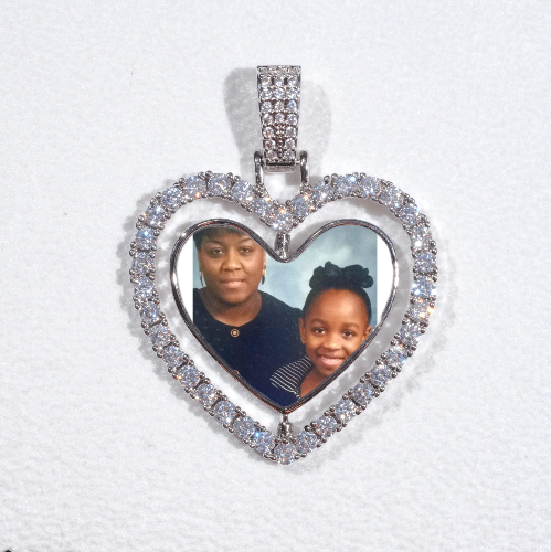 3D Spinning 2-Faced Heart Custom Picture Pendant