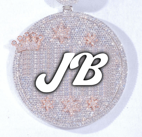CUSTOM LETTER NECKLACE 3D BIG CROWN DISC