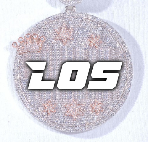 CUSTOM LETTER NECKLACE 3D BIG CROWN DISC