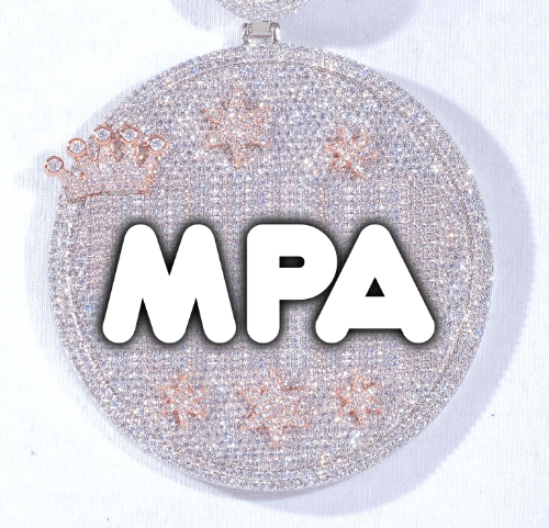 CUSTOM LETTER NECKLACE 3D BIG CROWN DISC