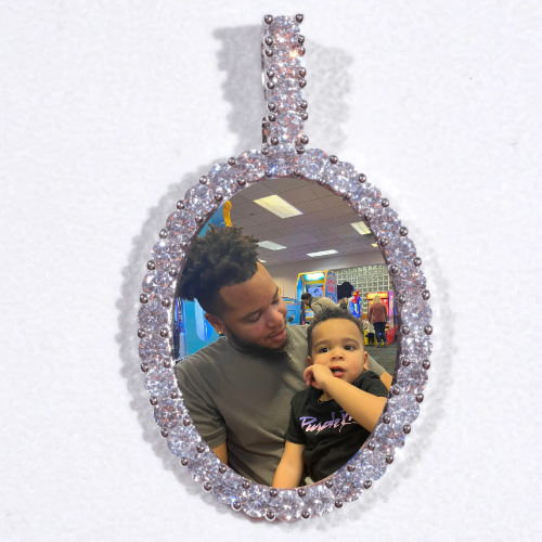 Large 3D Oval Custom Picture Pendant