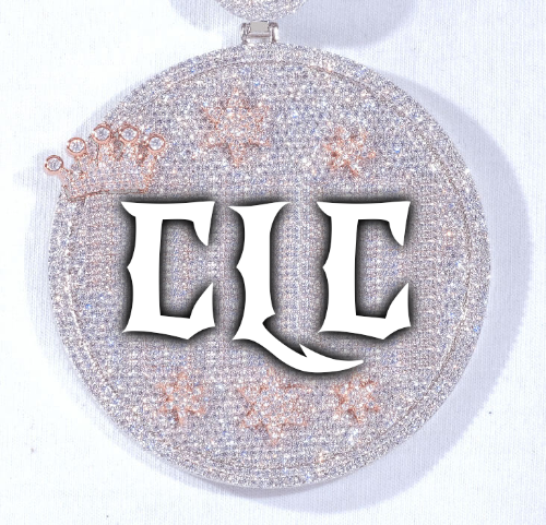 CUSTOM LETTER NECKLACE 3D BIG CROWN DISC