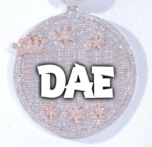 CUSTOM LETTER NECKLACE 3D BIG CROWN DISC