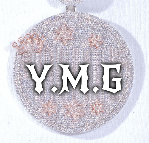 CUSTOM LETTER NECKLACE 3D BIG CROWN DISC