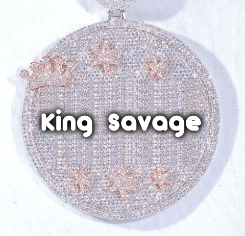 CUSTOM LETTER NECKLACE 3D BIG CROWN DISC