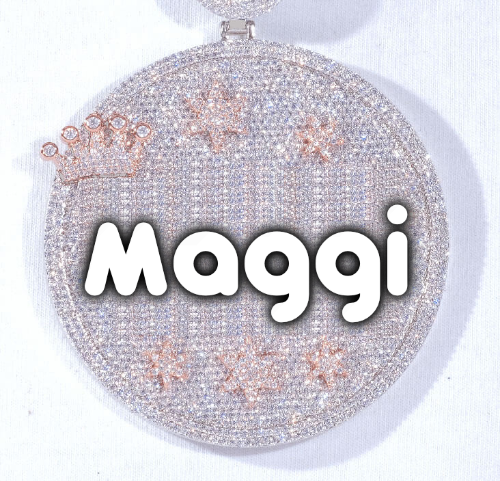 CUSTOM LETTER NECKLACE 3D BIG CROWN DISC