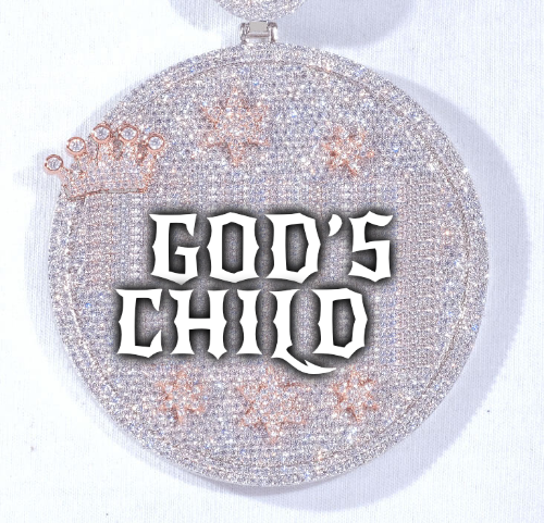 CUSTOM LETTER NECKLACE 3D BIG CROWN DISC