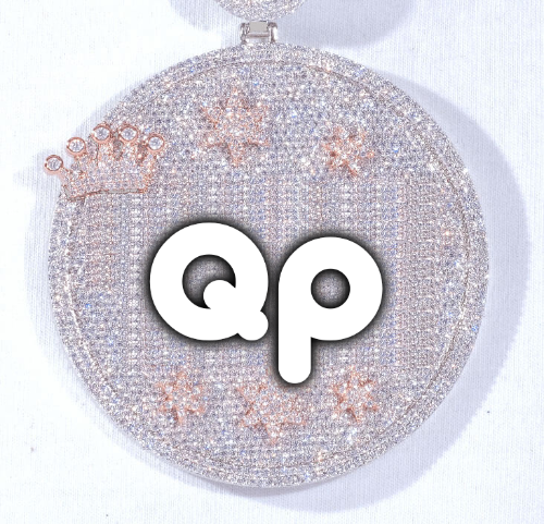 CUSTOM LETTER NECKLACE 3D BIG CROWN DISC