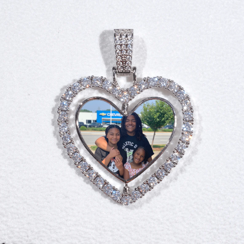 3D Spinning 2-Faced Heart Custom Picture Pendant