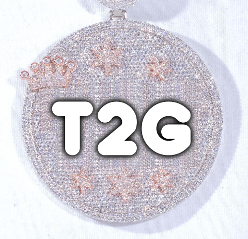 CUSTOM LETTER NECKLACE 3D BIG CROWN DISC