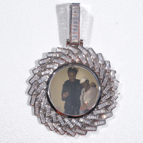Large 3D Baguette Custom Picture Pendant