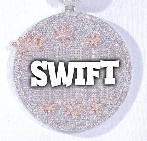 CUSTOM LETTER NECKLACE 3D BIG CROWN DISC