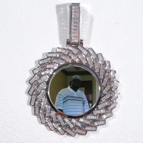 Large 3D Baguette Custom Picture Pendant