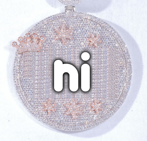 CUSTOM LETTER NECKLACE 3D BIG CROWN DISC
