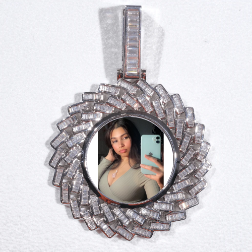 Large 3D Baguette Custom Picture Pendant