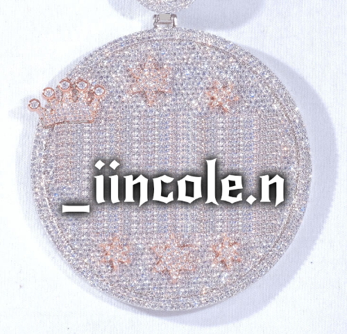 CUSTOM LETTER NECKLACE 3D BIG CROWN DISC