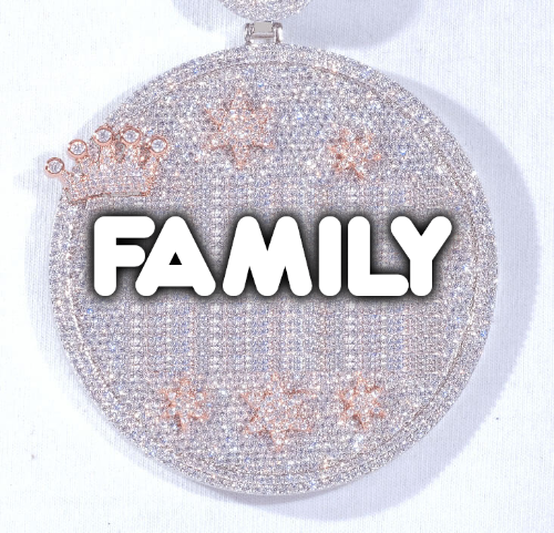 CUSTOM LETTER NECKLACE 3D BIG CROWN DISC