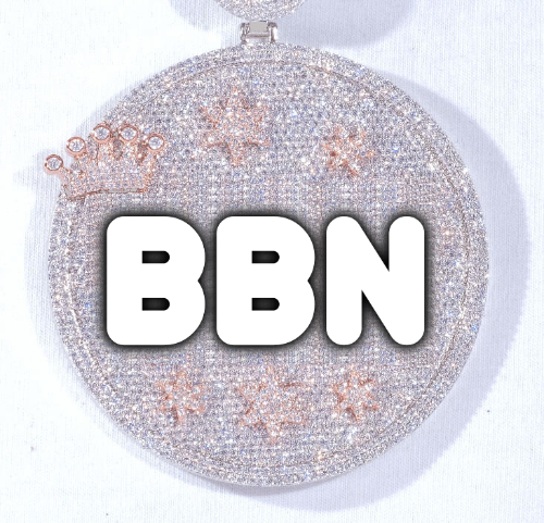 CUSTOM LETTER NECKLACE 3D BIG CROWN DISC