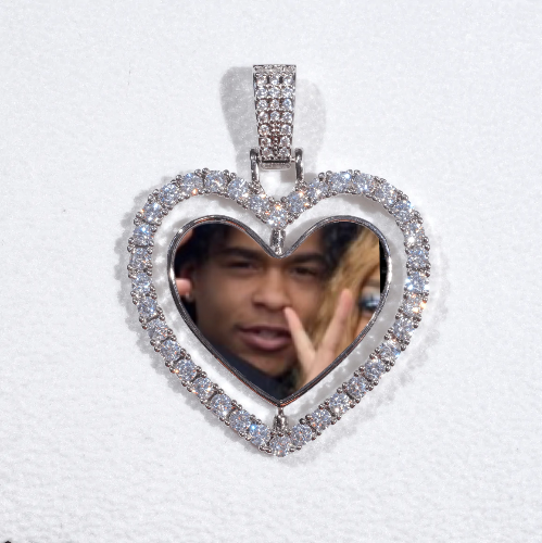 3D Spinning 2-Faced Heart Custom Picture Pendant