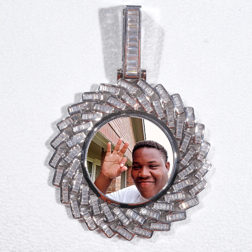 Large 3D Baguette Custom Picture Pendant