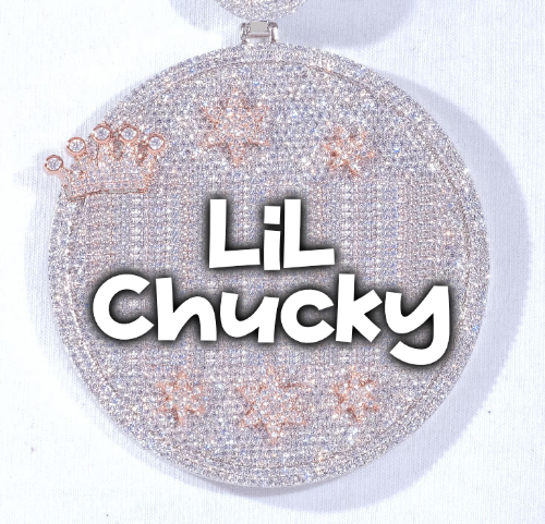 CUSTOM LETTER NECKLACE 3D BIG CROWN DISC