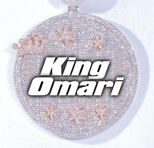 CUSTOM LETTER NECKLACE 3D BIG CROWN DISC