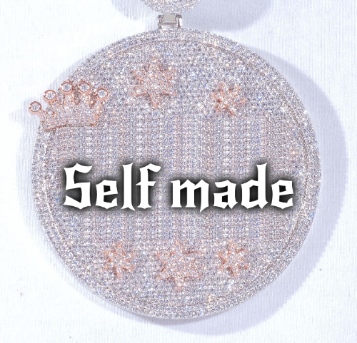 CUSTOM LETTER NECKLACE 3D BIG CROWN DISC