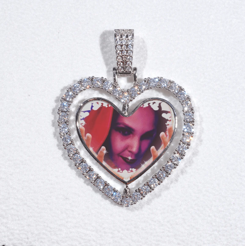 3D Spinning 2-Faced Heart Custom Picture Pendant